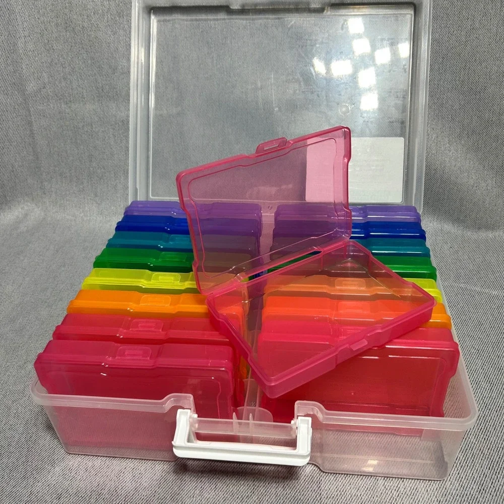 Simply Tidy Photo and Craft Keeper 16 Case Rainbow Storage Box 4x6 Organizer